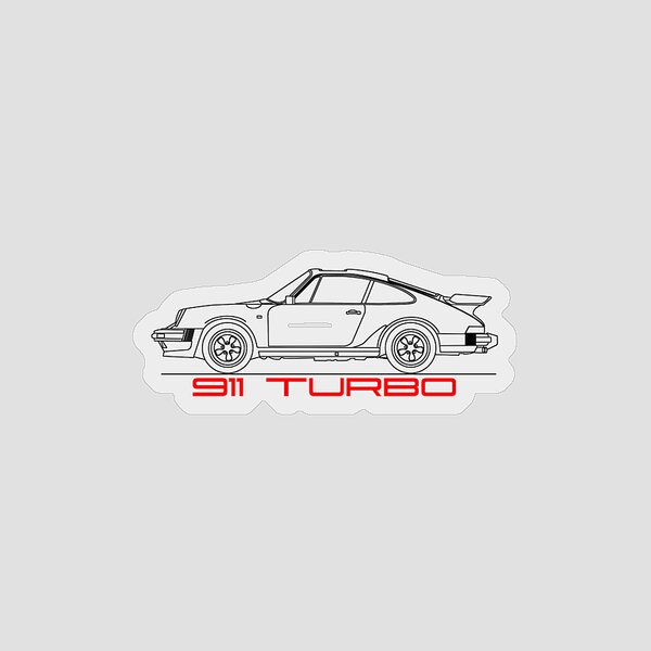 Porsche 911 F-Typ Sticker / Aufkleber weiß 1969-1973 Skizze Frontansicht